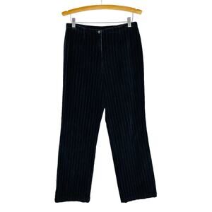 Vintage black white velvet pinstripe preppy high waist dark academia pants 10